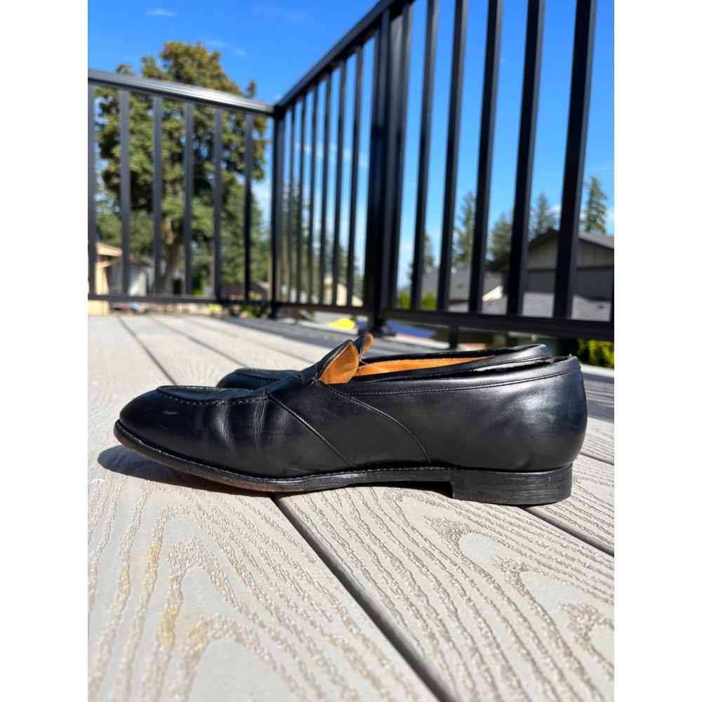 Edward Green Penny Loafers Flat Dress Shoes Men's Size US 10.5 D Black Leather - Picture 4 of 11